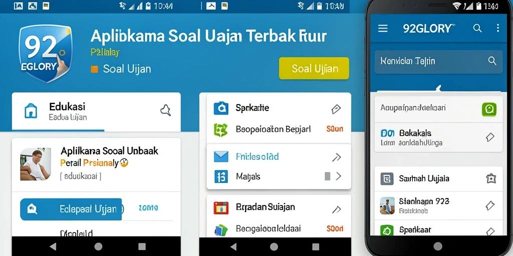 Antarmuka aplikasi 92GLORY yang mudah digunakan untuk belajar soal ujian.