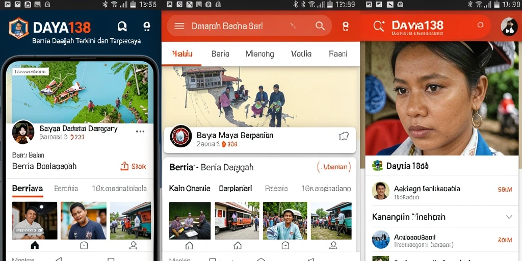 Tampilan antarmuka aplikasi DAYA138 yang menampilkan berita daerah.
