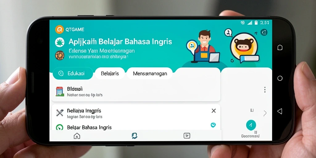 Tampilan antarmuka QTGAME yang modern dan interaktif untuk belajar bahasa Inggris.